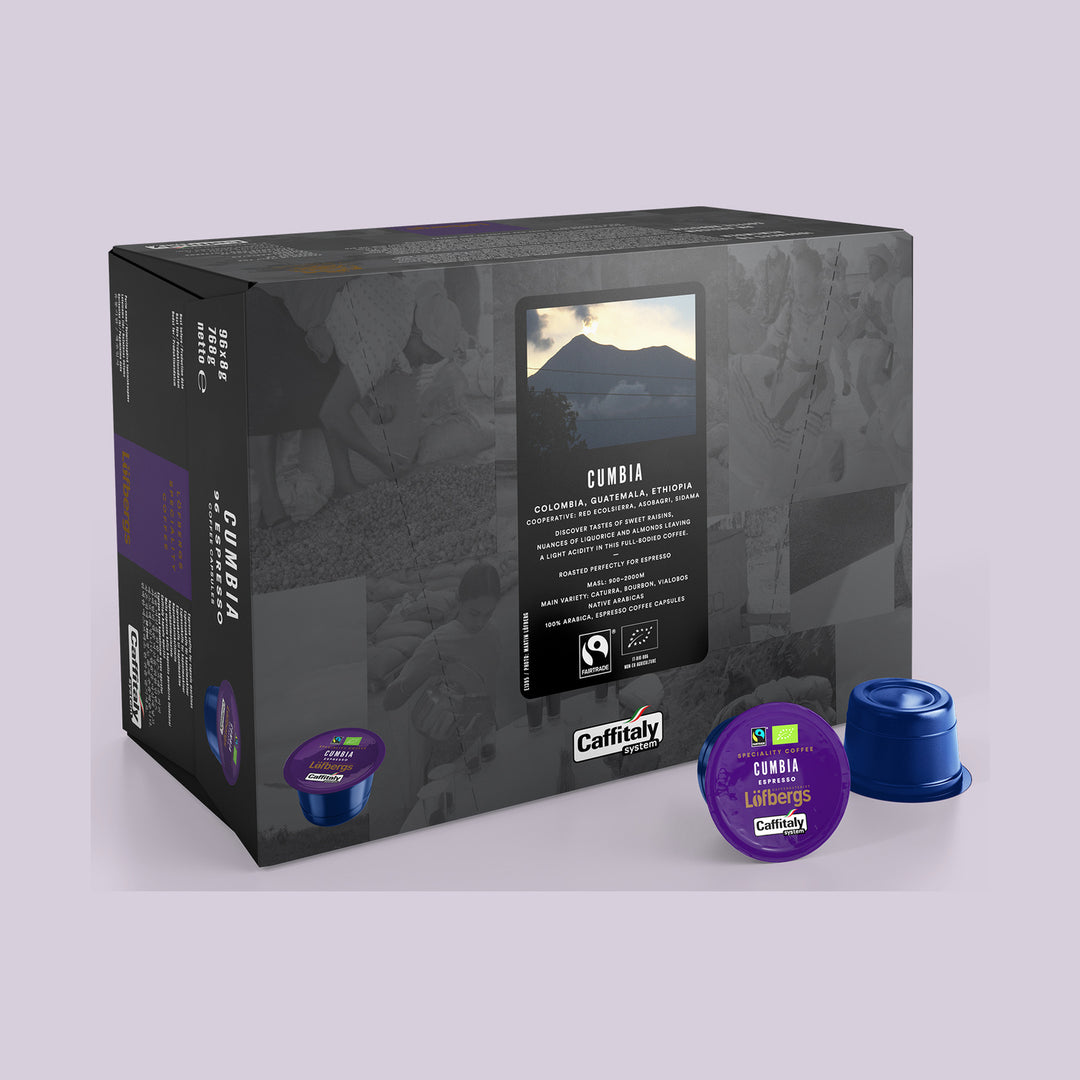 Löfbergs Cumbia Espresso kahvikapselit 96 × 8 g – Reilu kauppa & luomu