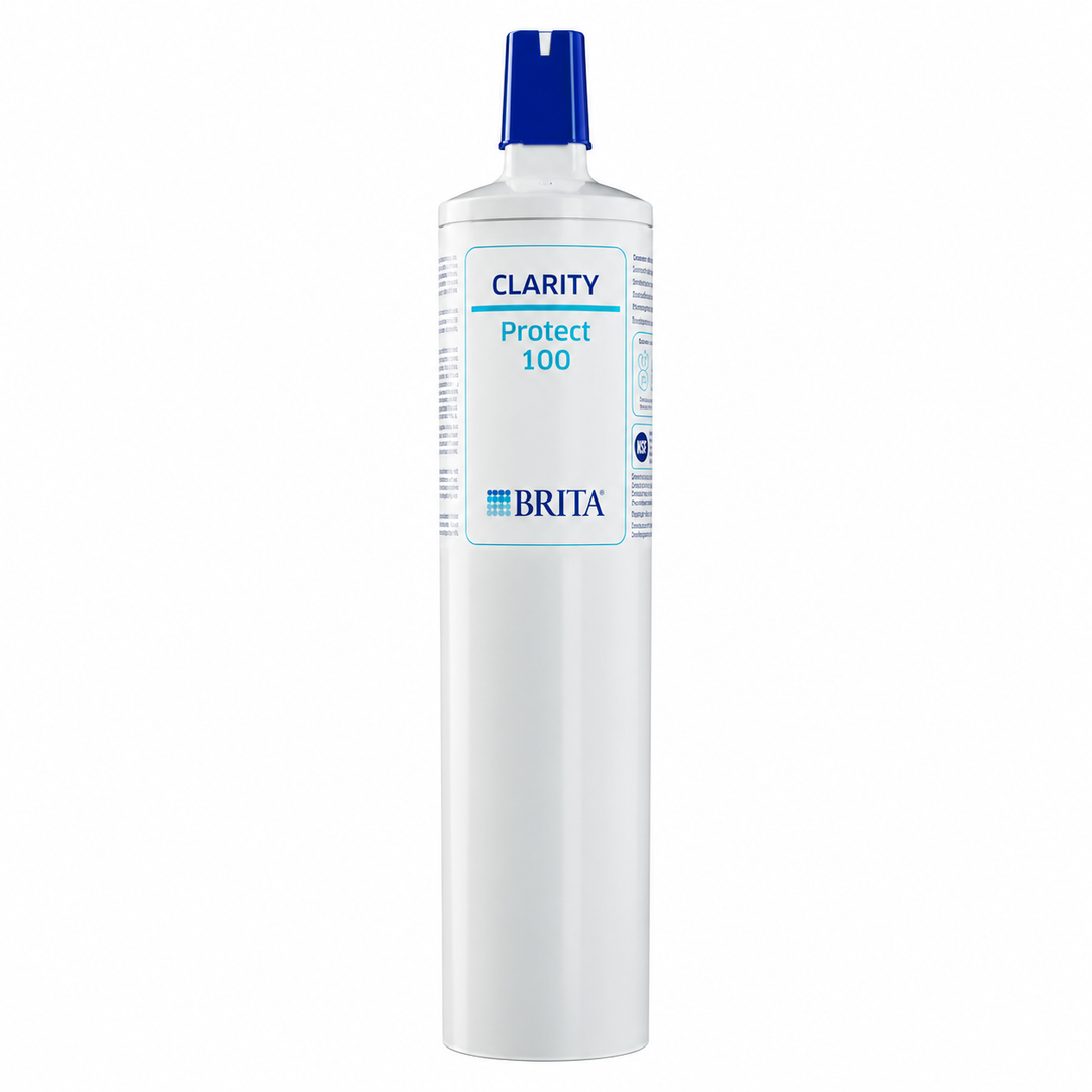 BRITA CLARITY Protect 100 -vedensuodatin valkoisella taustalla