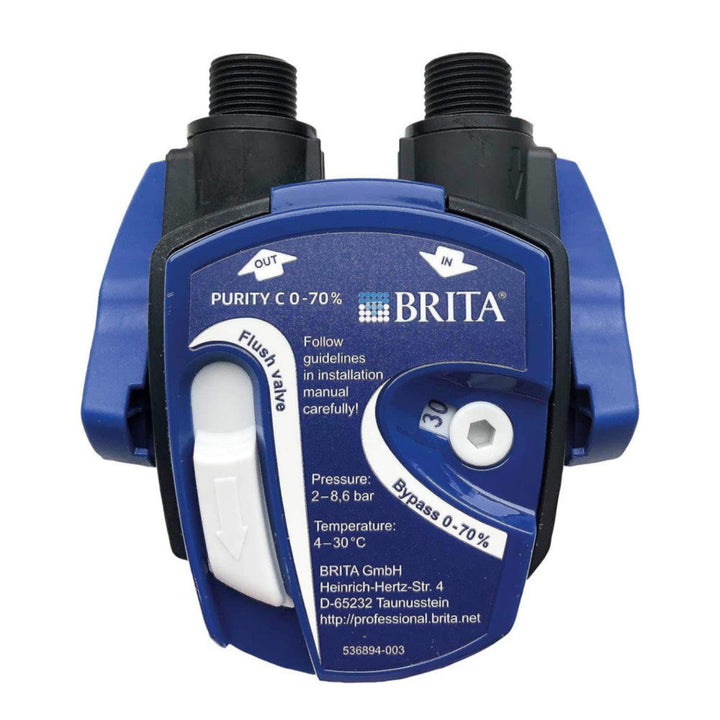 Brita Purity C suodatinpää säädettävällä bypass-venttiilillä 0–70 %, veden suodatuksen säätö kahvikonekäyttöön