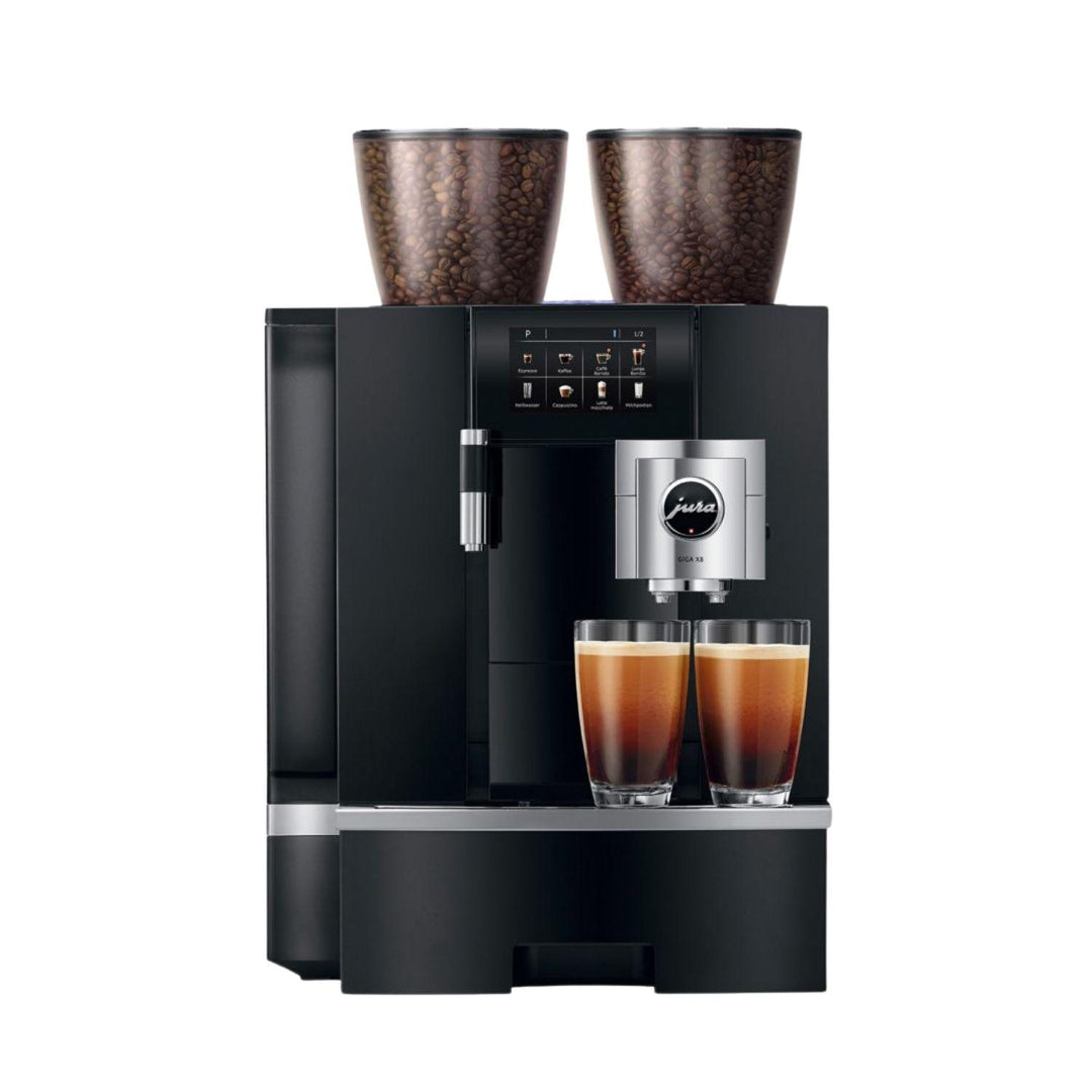 Jura Giga X8 G2 täysautomaattinen espressokone mustana edestä