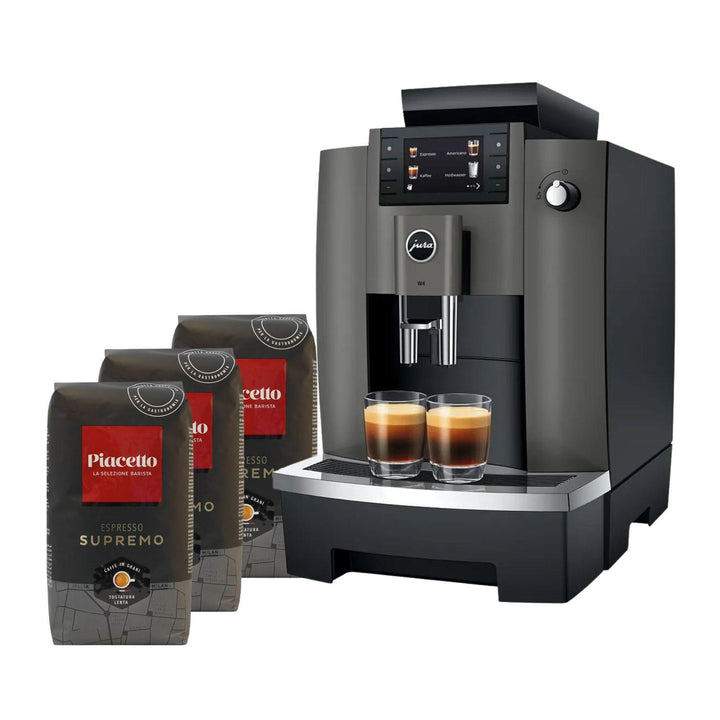 JURA W4 kahvikonepaketti yritykselle sisältäen 3 kg espressopapuja ja aloitustarvikkeet