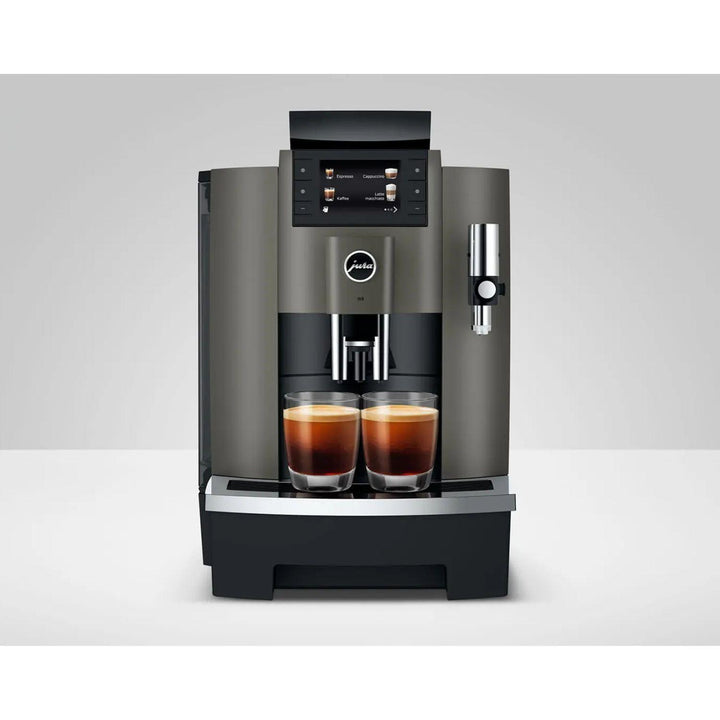 Jura W8 Dark Inox kahviautomaatti edestä ammattikäyttöön