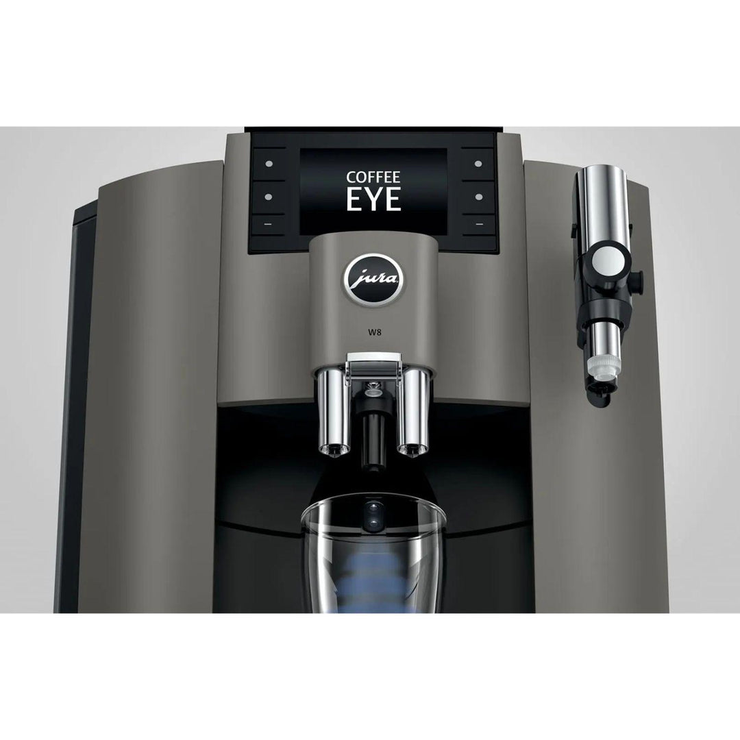 Jura W8 Dark Inox näyttö ja käyttöpaneeli lähikuva