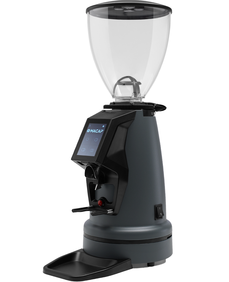 Macap MI40 Touch espressomylly mustana viistosti sivulta