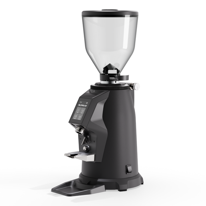 Macap Supra 83 – musta espressomylly edestä ja sivulta
