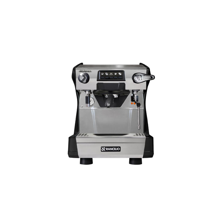 Rancilio Classe 5 1GR Crono musta Tall espressokone edestä kuvattuna