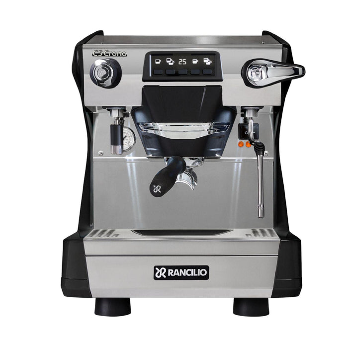 Rancilio Classe 5 Crono 1-ryhmäinen espressokone edestä kuvattuna ammattikäyttöön