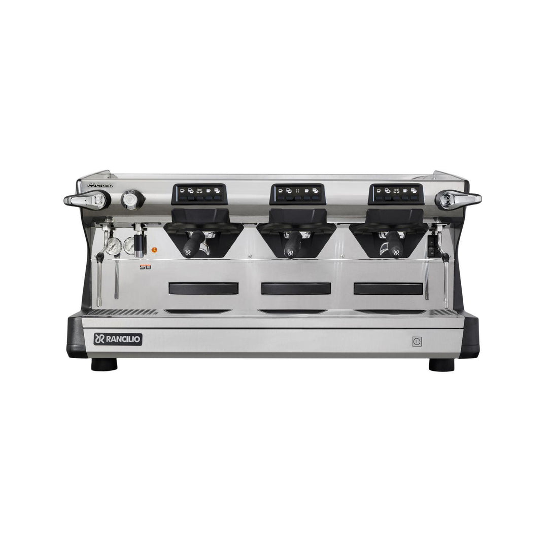 Rancilio Classe 5 Crono 3GR korkea musta espressokone edestä