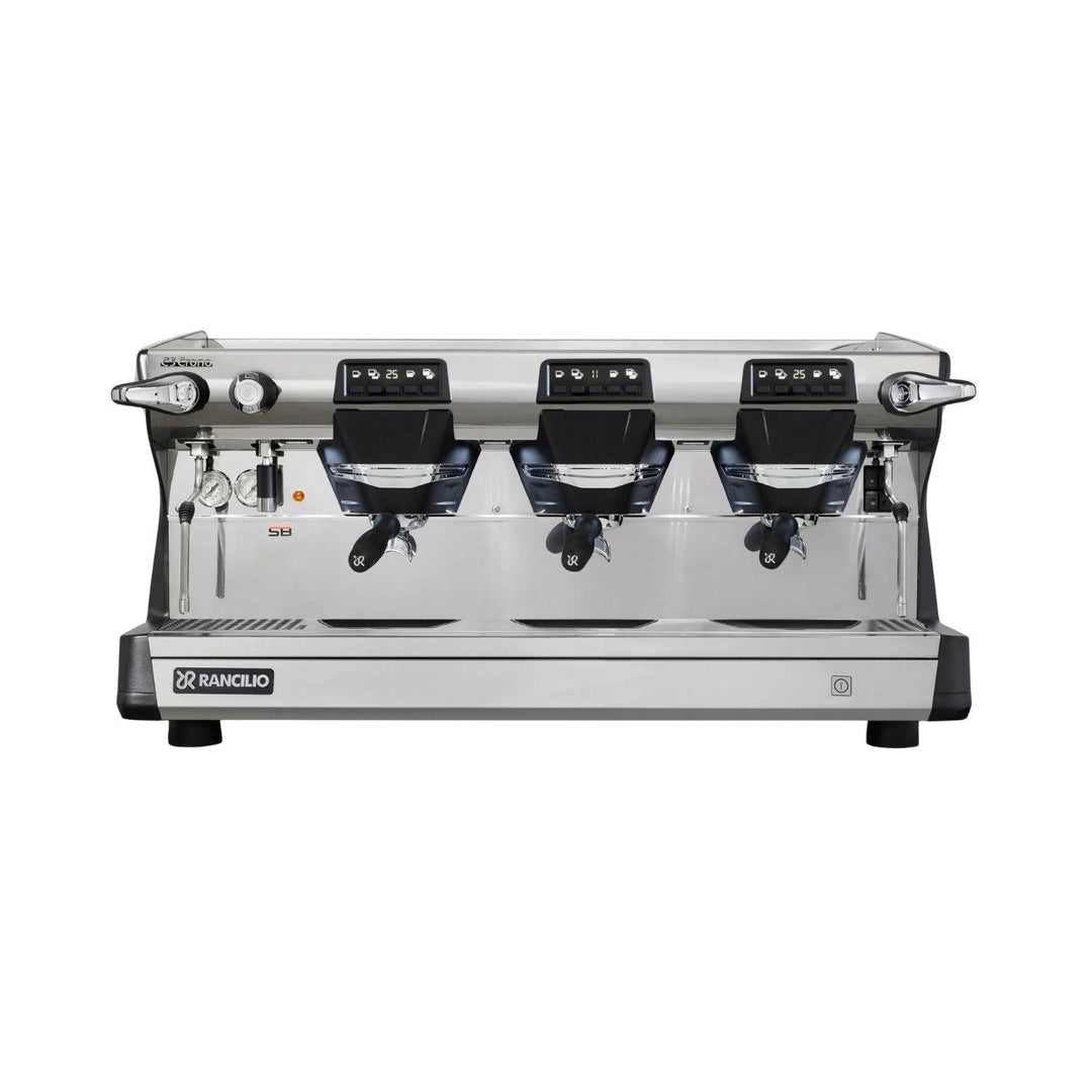 Rancilio Classe 5 Crono 3GR matala musta espressokone edestä