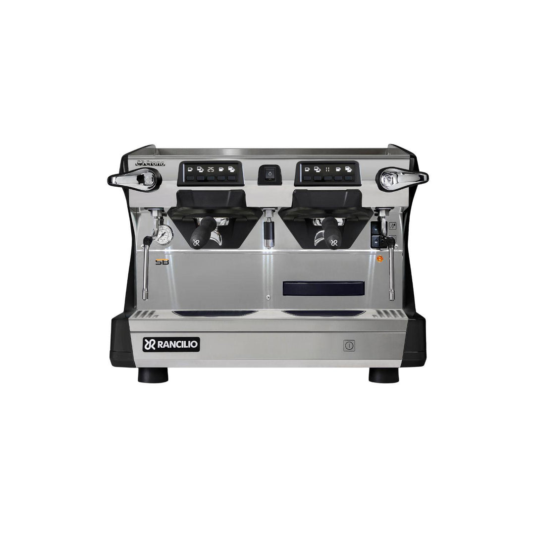 Rancilio Classe 5 Crono Compact 2GR korkea musta espressokone edestä