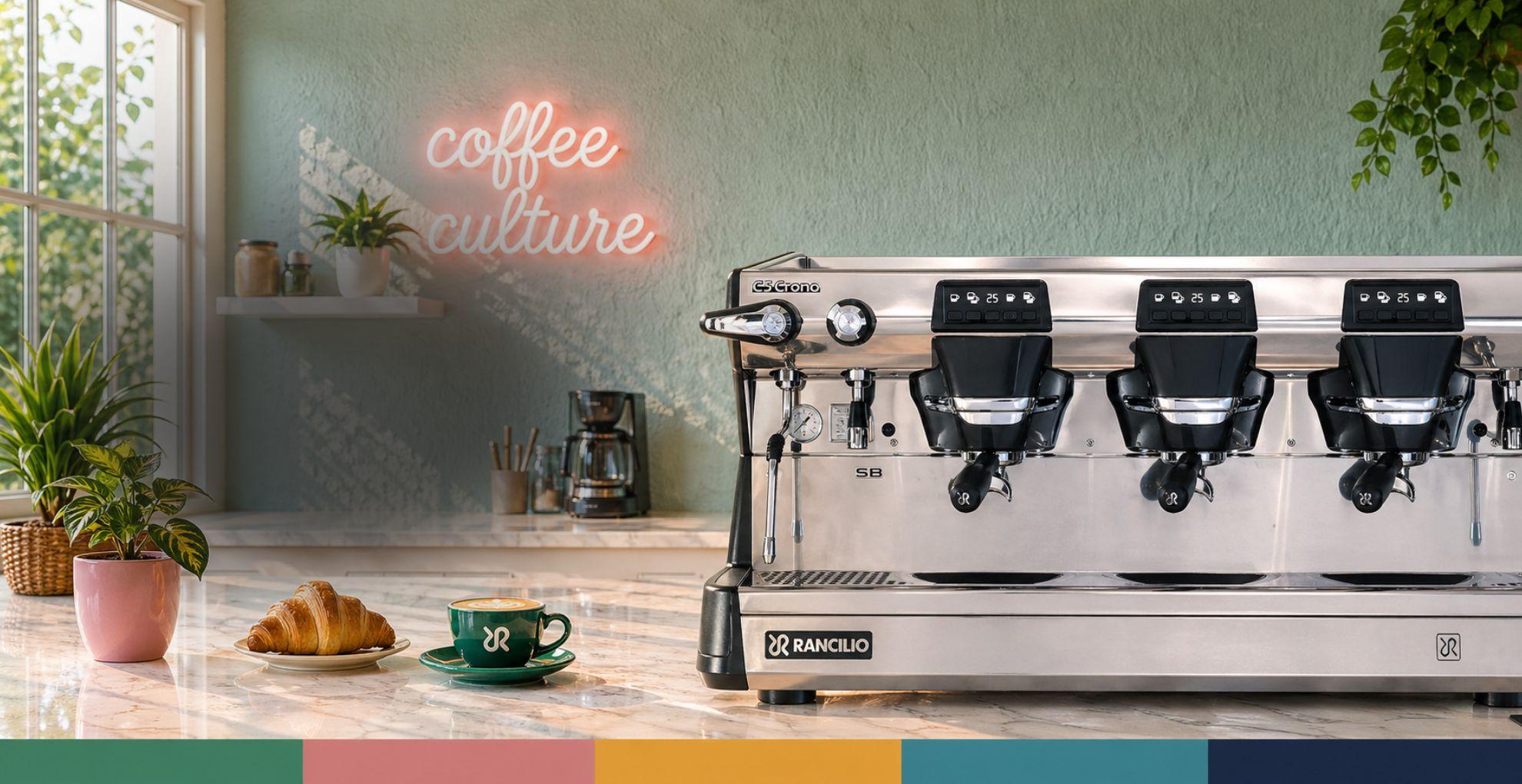 Rancilio Classe 5 ammattitason espressokone kahvilaympäristössä – laadukas kahvikone kahvilaan ja ravintolaan