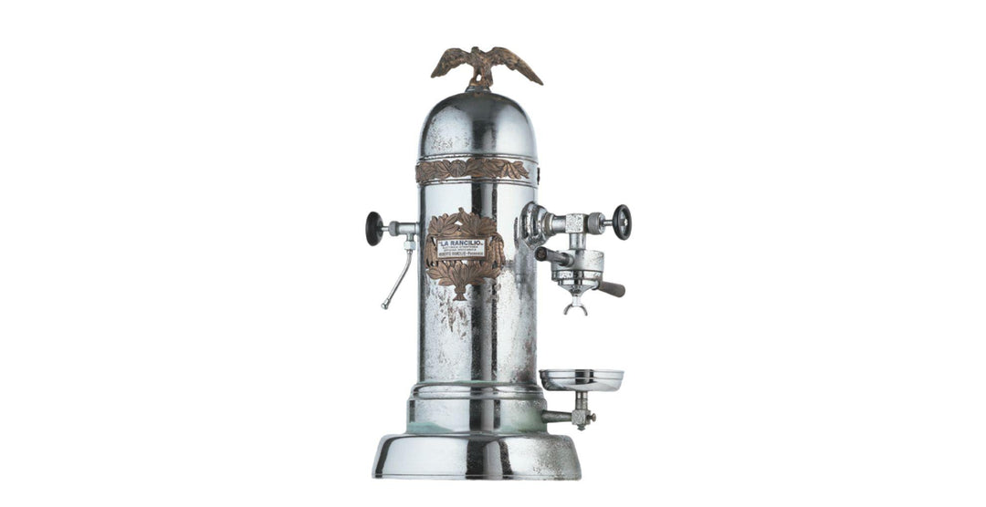Rancilio Regina vintage espressokone, klassinen krominen kahvikone historiallisella designilla